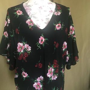 Rose Floral Peasant Blouse